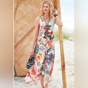 Soft Surroundings floral zebra print maxi